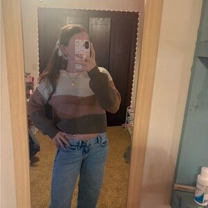 Colorblock Cropped Sweater